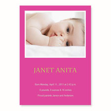 Annonces de naissance personnalisées rose vif, carte papeterie 12,7 x 17,78 cm