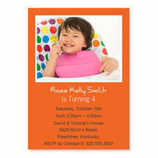 Invitations d'anniversaire personnalisées oranges, carte papeterie 12,7 x 17,78 cm