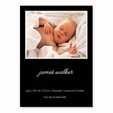 Annonces de naissance noires personnalisées, carte papeterie 12,7 x 17,78 cm