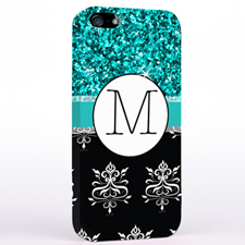 Personalized Glitter Peacock Black Vintage iPhone Case