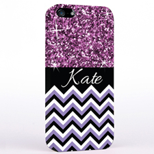 Personalized Glitter Lavender Chevron iPhone Case