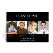 Annonce de remise de diplômes impression personnalisée quatre collage, carte de voeux noire élégante