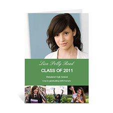 Annonce de remise de diplômes impression personnalisée quatre collage, carte de voeux verte honorée