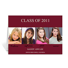 Annonce de remise de diplômes impression personnalisée quatre collage, carte de voeux rouge élégante