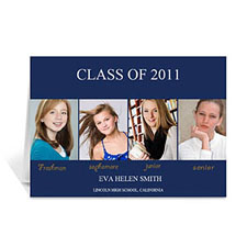 Annonce de remise de diplômes impression personnalisée quatre collage, carte de voeux bleue élégante
