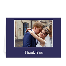 Cartes de mariage photo bleues impression personnalisée classique américain, carte de voeux pliée 12,7 x 17,78 cm 
