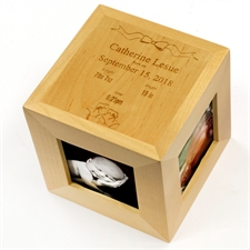 Cube photo en bois gravé éclat de diamant fille
