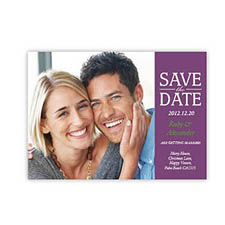 Notre jour personnalisé, cartes d'invitation réservez la date violet classique