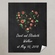 Affiche imprimée personnalisée tableau noir mariage floral, petit 21,59 x 27,94 cm