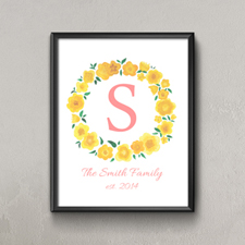 Petite affiche imprimée personnalisée floral aquarelle citron 21,59 x 27,94 cm