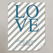 Petite affiche imprimée personnalisée amour chevron gris argenté 21,59 x 27,94 cm