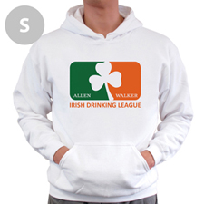 Personnalisé ligue de beuverie irlandaise, sweatshirt à capuche blanc