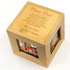 Cube photo en bois gravé personnalisé Cher Papa