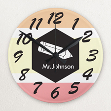 Horloge murale sans cadre personnalisée rayure pour enseignant impression personnalisée