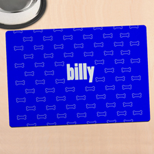 Tapis de repas personnalisé bleu pour toutou