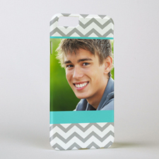 Aqua Grey Chevron Personalized Photo iPhone 6 Case