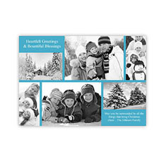 Cartes de fêtes invitations bleues personnalisées 6 photos bénédiction de Noël 