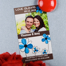 Créez et imprimez aimant photo personnalisé fleuron brun et bleu 5,08 x 8,89 cm taille de carte