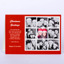Carte de voeux rouge impression personnalisée collage 9 photos réjouir