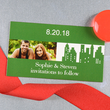 Créez et imprimez aimant photo vert de mariage personnalisé New York 5,08 x 8,89 cm taille de carte