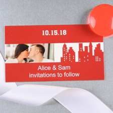 Créez et imprimez aimant photo rouge de mariage personnalisé New York 5,08 x 8,89 cm taille de carte