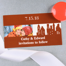 Créez et imprimez aimant photo brun de mariage personnalisé New York 5,08 x 8,89 cm taille de carte