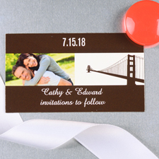 Créez et imprimez aimant photo brun de mariage personnalisé San Francisco 5,08 x 8,89 cm taille de carte