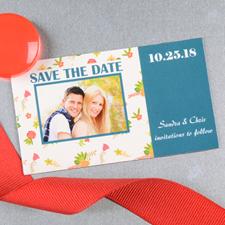 Créez et imprimez aimant réservez la date personnalisé marguerite bleue 5,08 x 8,89 cm taille de carte