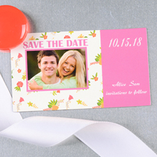 Créez et imprimez aimant réservez la date personnalisé marguerite rose 5,08 x 8,89 cm taille de carte