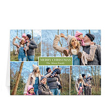 Carte de voeux verte impression personnalisée collage 4 photos amour morceau joie