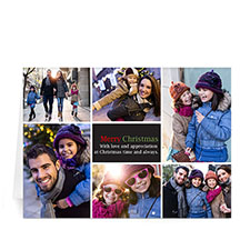 Carte de voeux noire impression personnalisée collage 6 photos joyeux