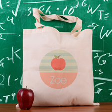 Cabas d'école personnalisé rayure paon pomme