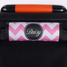 Enveloppe de poignée de valise personnalisée noire chevron rose