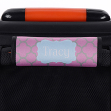 Enveloppe de poignée de valise personnalisée trèfle rose gris