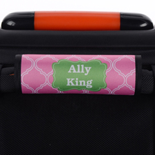 Enveloppe de poignée de valise personnalisée verte quadrilobe rose