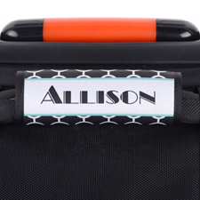 Enveloppe de poignée de valise personnalisée cercle noir cadre turquoise