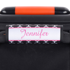 Enveloppe de poignée de valise personnalisée cercle noir cadre rose