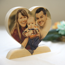 Décor photo coeur en bois personnalisé pour maman