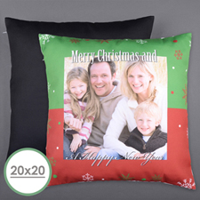 Large housse de coussin oreiller photo personnalisée Joyeux Noël 50,8 x 50,8 cm (sans insert)