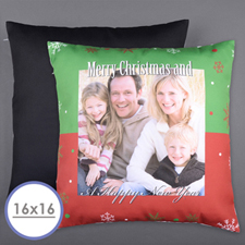 Housse de coussin oreiller photo personnalisée Joyeux Noël 40,64 x 40,64 cm (sans insert)