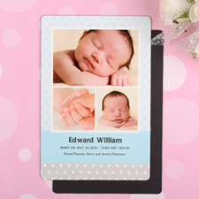Large aimant photo annonce de naissance garçon personnalisé motif 10,16 x 15,24 cm