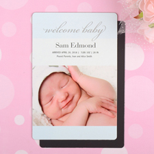 Large aimant photo annonce de naissance personnalisé bienvenue bébé garçon 10,16 x 15,24 cm