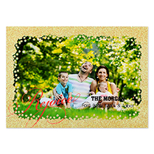 Carte de Noël photo personnalisée paillettes dorées réjouissance 12,7 x 17,78 cm