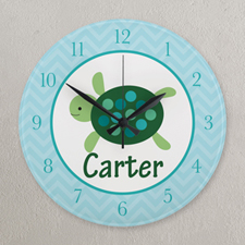 Horloge personnalisée éléphant turquoise et vert, ronde 27,3 cm