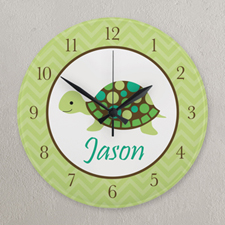 Horloge personnalisée tortue verte, ronde 27,3 cm