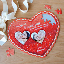 Puzzle en forme de coeur personnalisé amour rouge