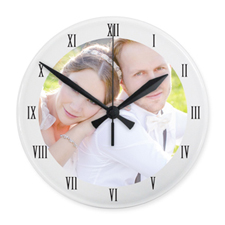 Large horloge acrylique ronde personnalisée 27,3 cm cadre blanc