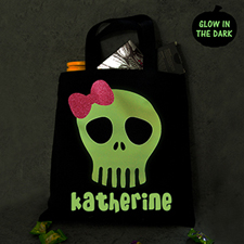 Personalized Glitter And Glow In The Dark Halloween Treat Tote Bag