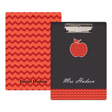 Porte-bloc personnalisé tableau noir chevron rouge pomme pour enseignant