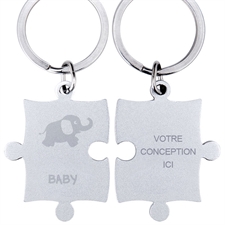Puzzle porte-clefs gravé personnalisé bébé éléphant